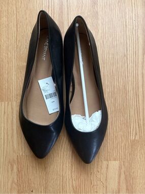 Lane Bryant Black Pointed-Toe Ballet Flats with Cushioned Insole
